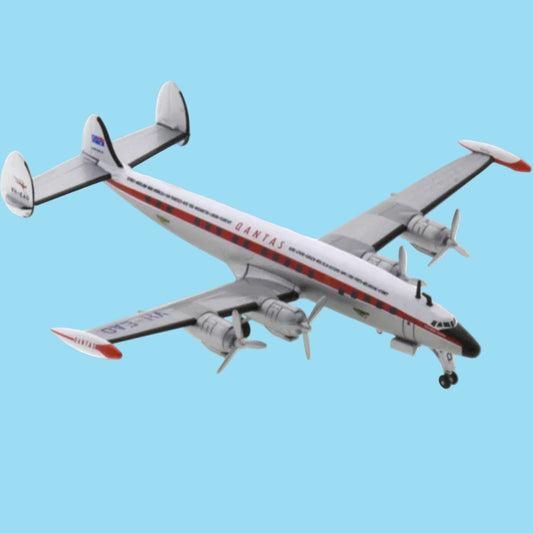 Relive the glamour of aviation's golden age with this magnificent 1/125 scale Qantas Super Constellation from PPC. This beautifully crafted collectible captures the elegance and sophistication of the legendary Lockheed airliner that revolutionised long-distance travel, rendered with authentic period detail.  www.moralepatches.com.au