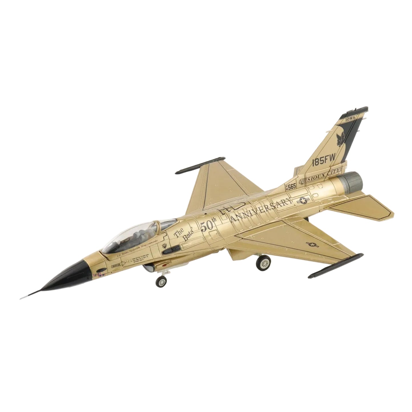 1/72 F-16A "Golden Bat Viper" 85-1565 185 ARW Iowa ANG 2022 by Hobby Master delivers modern fighter jet display impact for military aviation collectors and 1:72 scale lineups. www.moralepatches.com.au