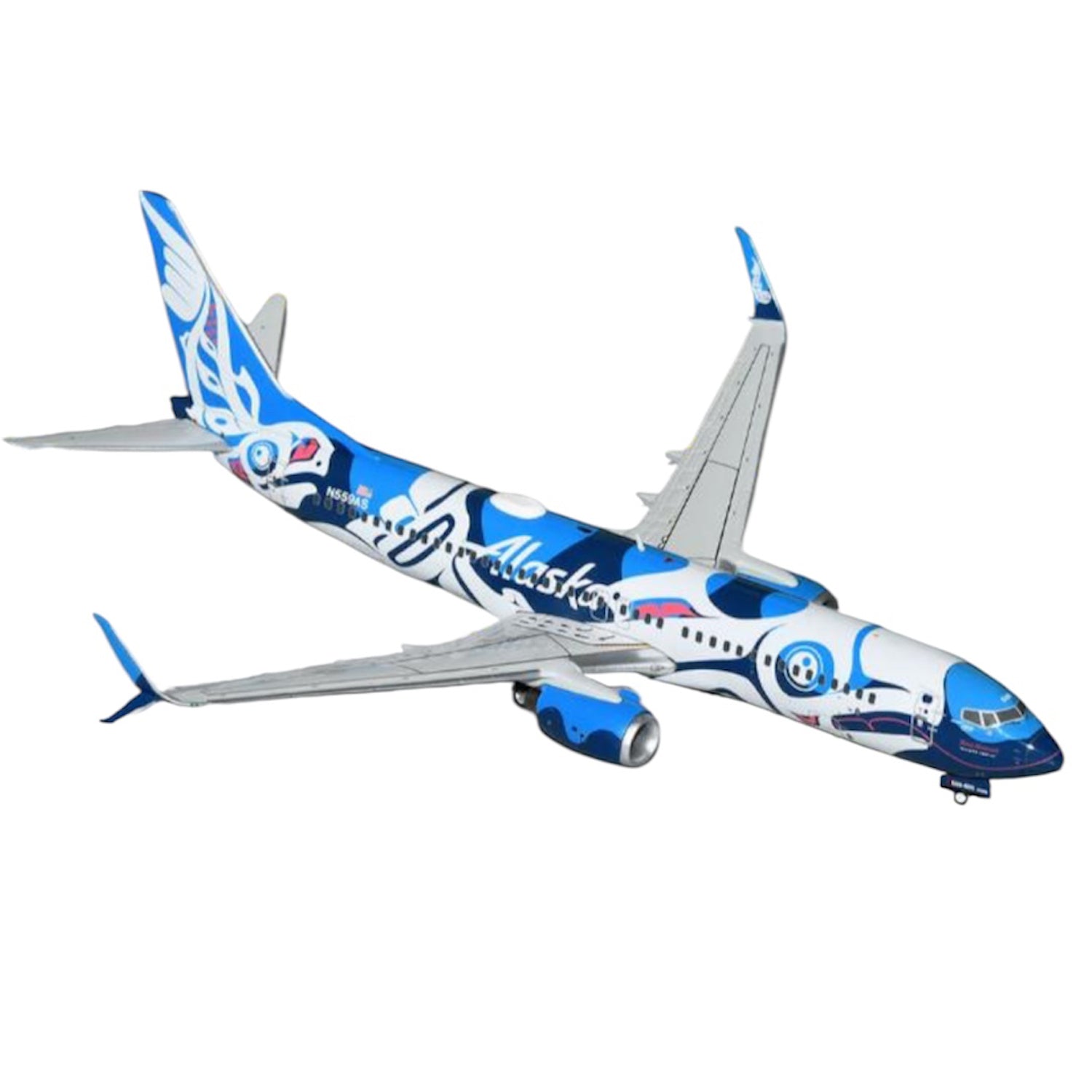Bring Alaska's natural beauty to your collection with this magnificent 1/200 scale B737-800S from Gemini Jets, showcasing the distinctive "Salmon People" livery on aircraft N559AS.  www.moralepatches.com.au