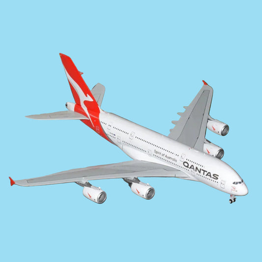 Command your display with this magnificent 1/200 scale A380 from Gemini Jets, featuring Qantas Airways' prestigious livery on aircraft VH-OQJ. This expertly crafted collectible celebrates the world's largest passenger airliner in the colours of Australia's iconic carrier, rendered with exceptional detail and authenticity. www.moralepatches.com.au