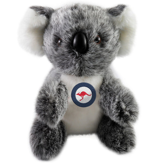The Introducing our delightful Air Force Koala Bear is a charming embodiment of Australian aviation pride and a heartwarming companion for our dedicated Air Force personnel. This adorable plush bear features an exclusive design, showcasing the distinguished Australian Air Force logo expertly embroidered on its chest. www.moralepatches.com.au