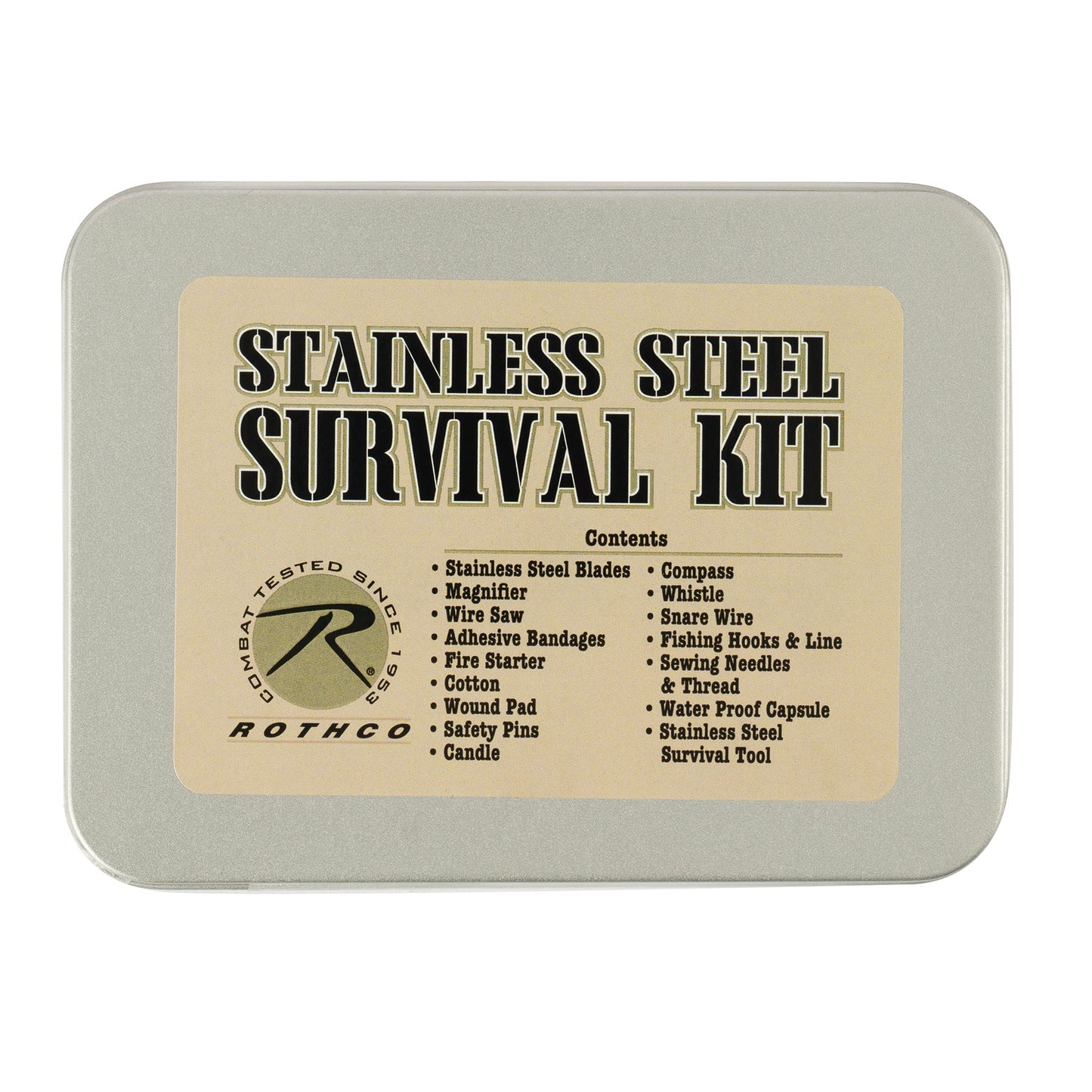Rothco’s Pocket Size Survival Kit is an essential companion for any outdoor adventure or emergency situation, packed with crucial tools in a compact and portable tin. The kit includes everything you need to handle a wide range of survival tasks, from starting a fire with the magnesium fire starter to navigating with the built-in compass. www.moralepatches.com.au