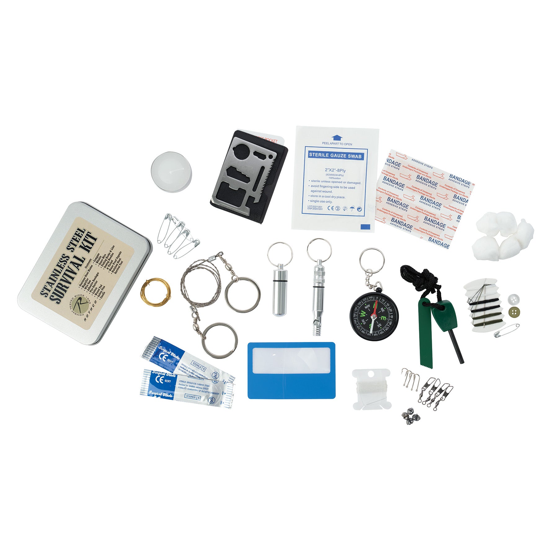 Rothco’s Pocket Size Survival Kit is an essential companion for any outdoor adventure or emergency situation, packed with crucial tools in a compact and portable tin. The kit includes everything you need to handle a wide range of survival tasks, from starting a fire with the magnesium fire starter to navigating with the built-in compass. www.moralepatches.com.au