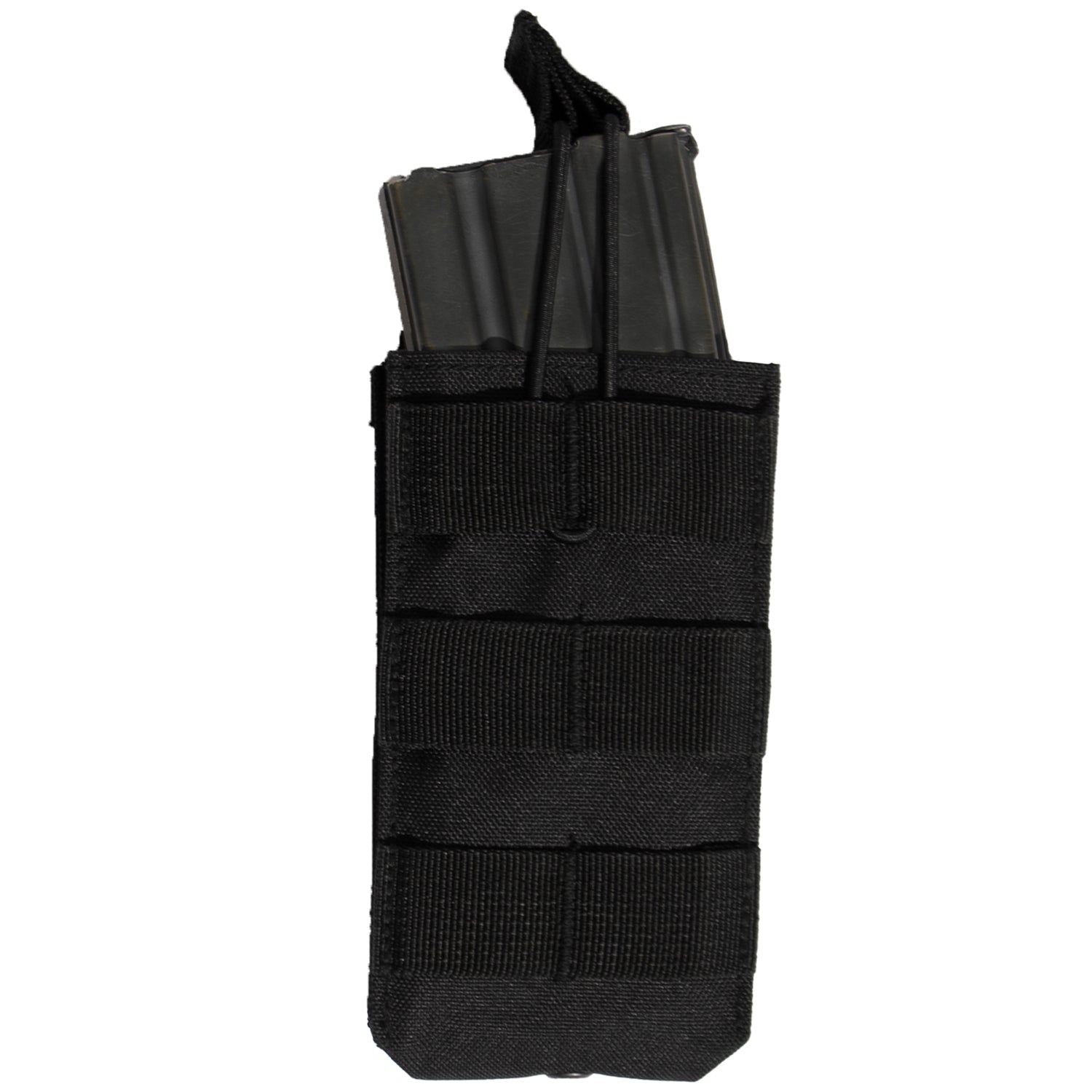 The MOLLE Open Top Single Mag Pouch fits most standard sized rifle magazines and features two MOLLE clips on the back for mounting on tactical vests. The tactical magazine pouch measures 3.75 inches X 5.5 inches X 1.25 inches. www.moralepatches.com.au