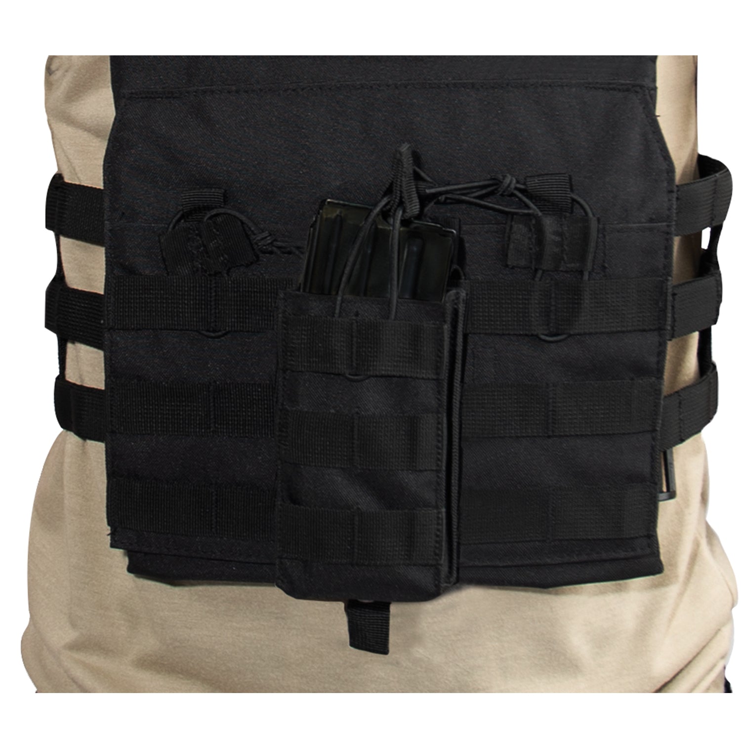 The MOLLE Open Top Single Mag Pouch fits most standard sized rifle magazines and features two MOLLE clips on the back for mounting on tactical vests. The tactical magazine pouch measures 3.75 inches X 5.5 inches X 1.25 inches. www.moralepatches.com.au