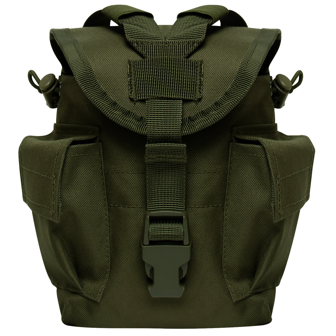 Designed For Storing A 1LT Canteen Canteen Nozzle Fits Perfectly Between The Webbing Of The Y-Strap To Secure Your Canteen While On-The-Go Quick-Release Buckle For Easy-Access Elastic Loop Located On The Y-Strap Secures Excess Webbing www.moralepatches.com.au