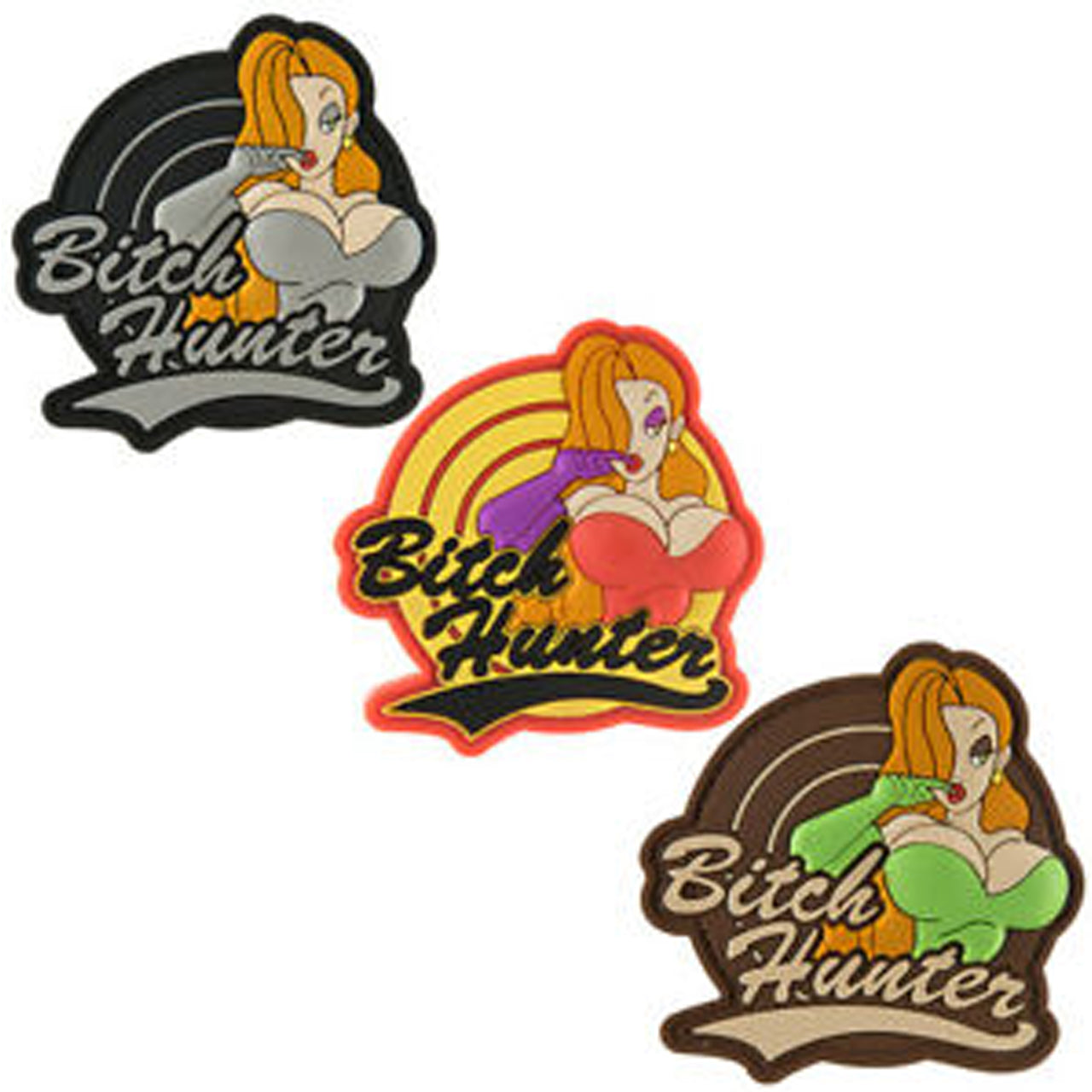 3D Bitch Hunter PVC Patch, Velcro backed Badge. Great for attaching to your field gear, jackets, shirts, pants, jeans, hats or even create your own patch board. Size: 7.8x7.66cm