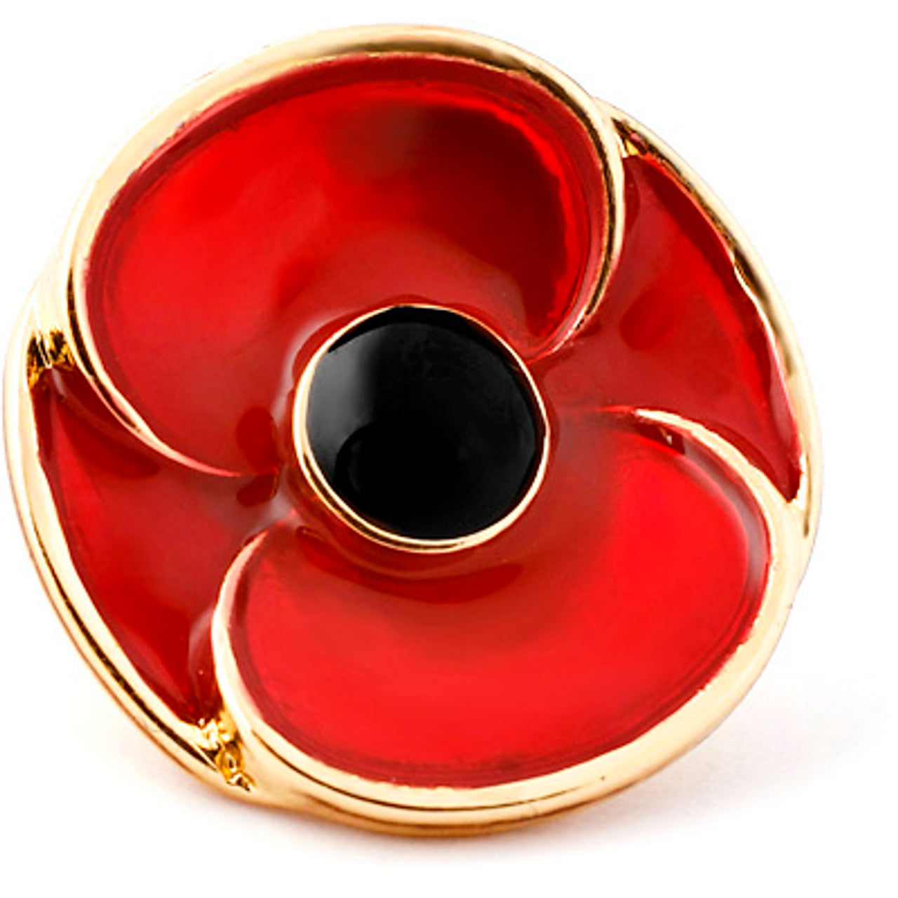 The beautiful 3D Poppy Recollections Lapel Pin.  A modern interpretation of the classical poppy. This 20mm three-dimensional (3D) Poppy Recollections translucent lapel pin is classically inspired designer fashion. Gold plate finish for everyday wear. Carry forward the tradition. www.moralepatches.com.au