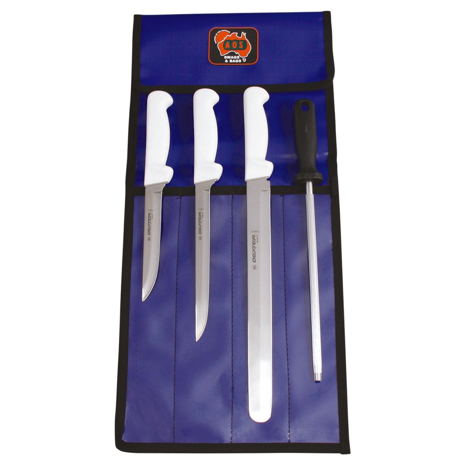 A Fishermans Package featuring&nbsp;stain-free, high carbon steel blade with durable, slip resistant polypropylene handle.

Keep your knives organised, clean and easy to find. www.moralepatches.com.au