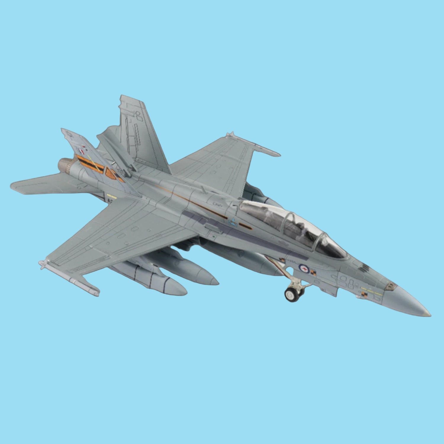 Dominate your display with this formidable 1/72 scale F/A-18B Hornet from Hobby Master, showcasing the legendary ARDU test aircraft A21-101 armed with two AGM-158 missiles. www.moralepatches.com.au