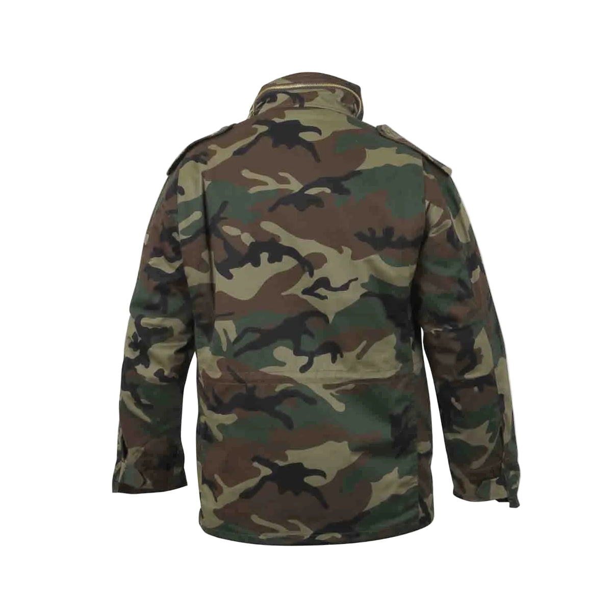 The M65 Field Jacket Parker in Woodland Camo delivers authentic military heritage with practical, everyday versatility. Built from heavy-weight poly/cotton, this hard-wearing jacket withstands harsh conditions while the removable polyester liner adapts to any season — spring through winter. The concealed hood tucks away when not needed, and the brass hardware with storm flap keeps you protected in unpredictable weather. www.moralepatches.com.au