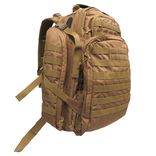 The Tactical 45LT Patrol Pack is designed for 2-3 day missions, featuring two main compartments for efficient gear organization. It includes a front pocket with an internal organizer, a dedicated hydration pocket, and a protective pouch for sunglasses. www.moralepatches.com.au