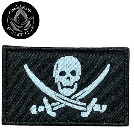 Unleash your creative side with the Pirate Skull &amp; Swords Embroidery Patch Hook &amp; Loop. Measuring 8x5cm, this patch features a stunningly embroidered design and a secure hook &amp; loop backing. A must-have for collectors looking for high-quality additions to their collection. www.moralepatches.com.au