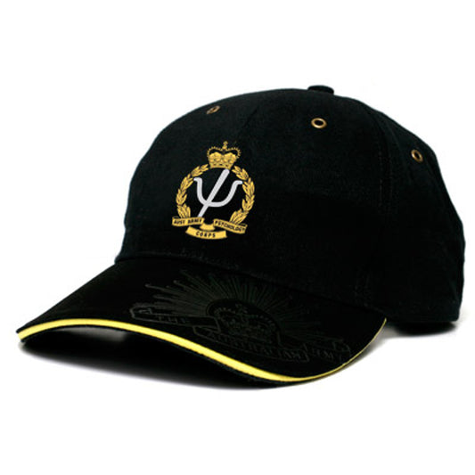 This quality heavy brushed cotton AA PSYCH cap is an ideal combination of stylish design and practicality. It features the AA PSYCH crest and Rising Sun Badge embroidered on the front peak and engraved on the strap buckle, making it a fashionable yet practical accessory. www.moralepatches.com.au