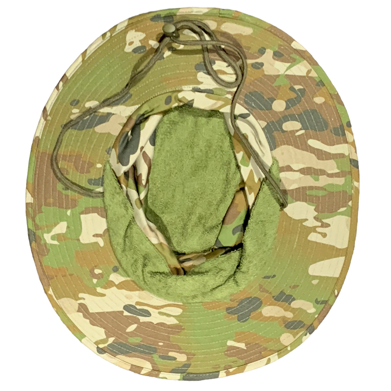 Experience the ultimate in style and functionality with the Army Australian Multicam Wide Brimmed Boonie Hat AMCU. Featuring a classic slouch hat design with a trendy 83 mm wide brim, this hat also includes a convenient cord chinstrap and cord lock www.moralepatches.com.au inside view