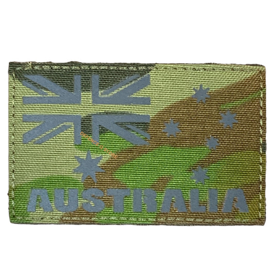 Enhance your outfit with the AMCU Reflective Australia Flag Laser Cut Patch. Measuring 5cm X 8cm, it adds a charming touch to your jacket, pack, or cap. Display your patriotic spirit in a stylish and compelling manner! www.moralepatches.com.au
