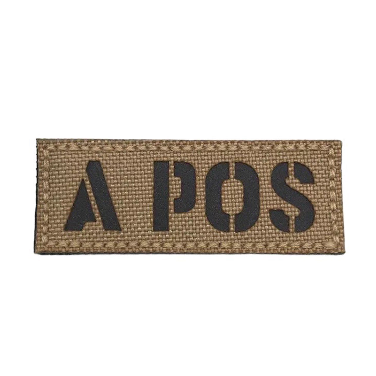 Blood Group Laser Cut Tan Patch Hook & Loop. Size: 6.5x2.5cm www.moralepatches.com.au