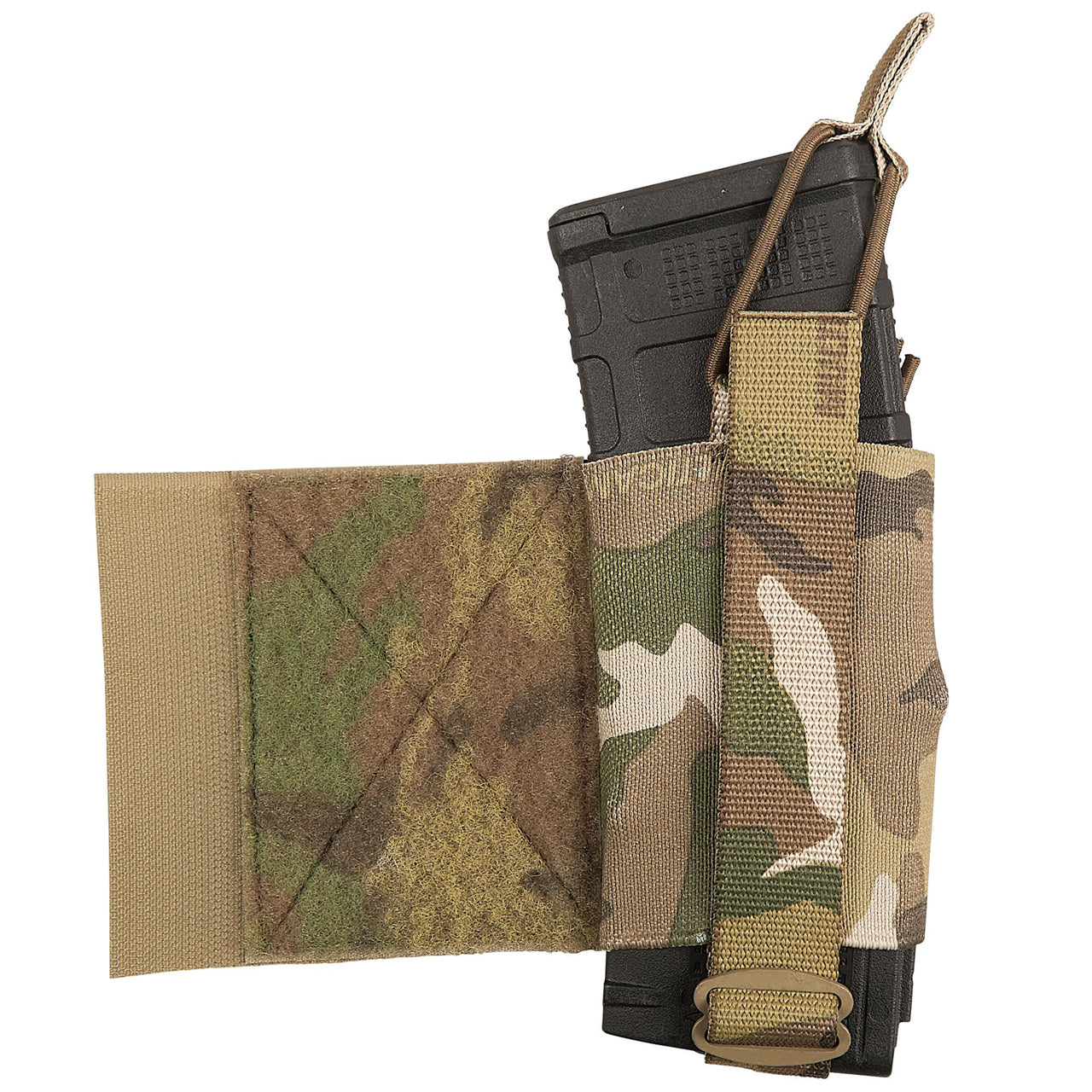 The ASAD Elastic Side Wings are designed to attach to the front or back Velcro area of your plate carrier under your cummerbund to boost carrying capacity without adding weight, they will accept various radios, up to two M4 magazines, a smoke grenade, medical items or similar sized objects. www.moralepatches.com.au magazine in right wing