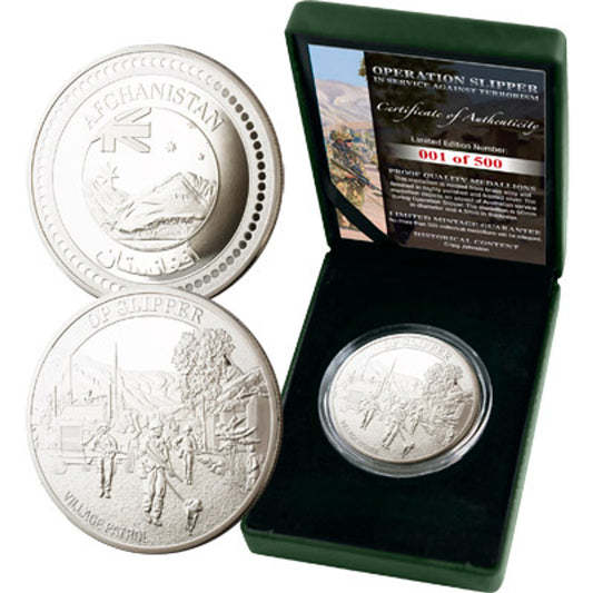 The exceptional Afghanistan - Village Patrol Limited Edition Medallion is a must-have for military enthusiasts and collectors. This limited-edition medallion commemorates the challenges faced by Australian troops during village patrols in Afghanistan, showcasing their unwavering vigilance in the face of unseen insurgents and IEDs. www.moralepatches.com.au where veterans shop