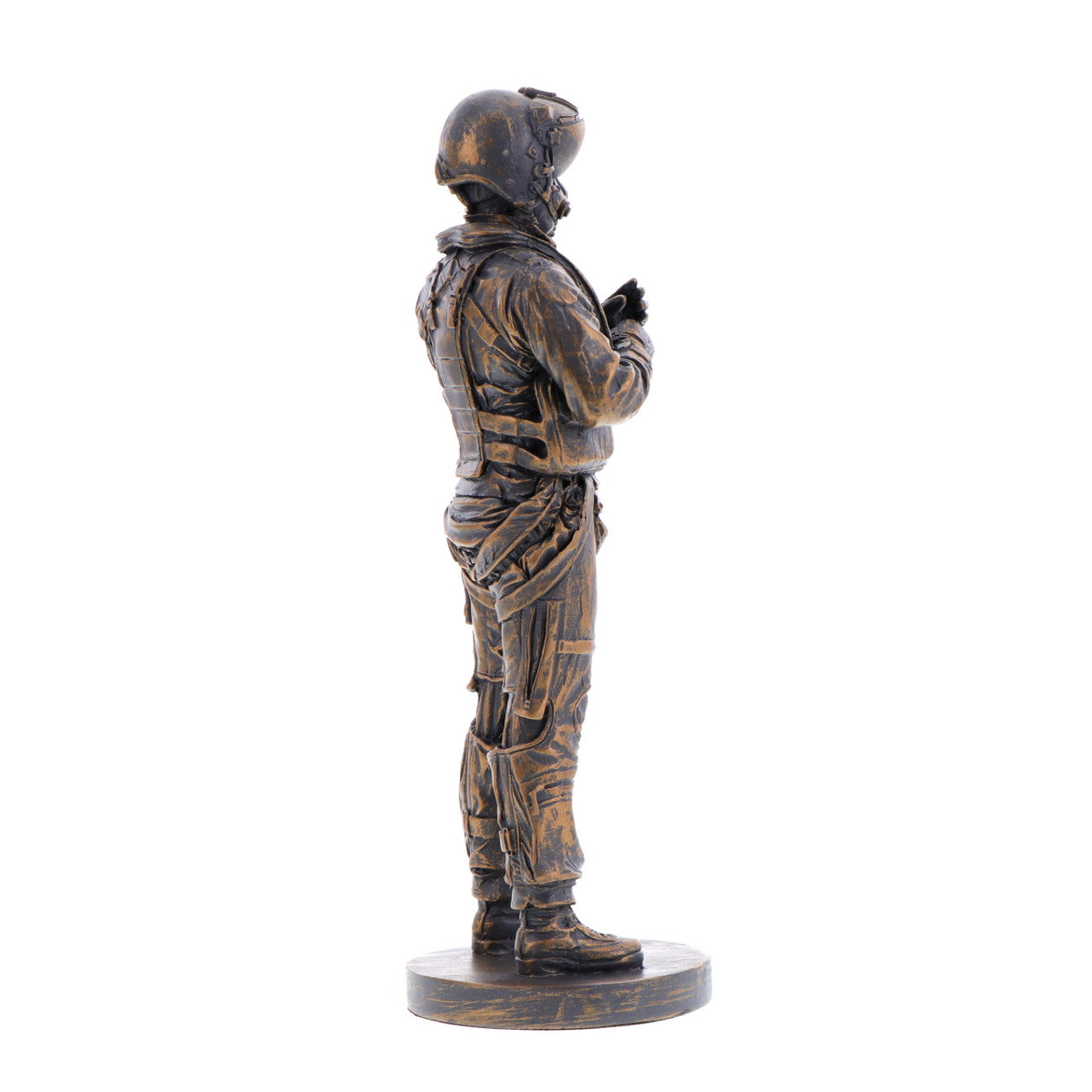 The stunning cold-cast bronze figurine of an RAAF aviator exudes power and determination. This intricately crafted piece captures the essence of the Royal Australian Air Force, showcasing their expertise and commitment to maintaining Australia's air power. www.moralepatches.com.au