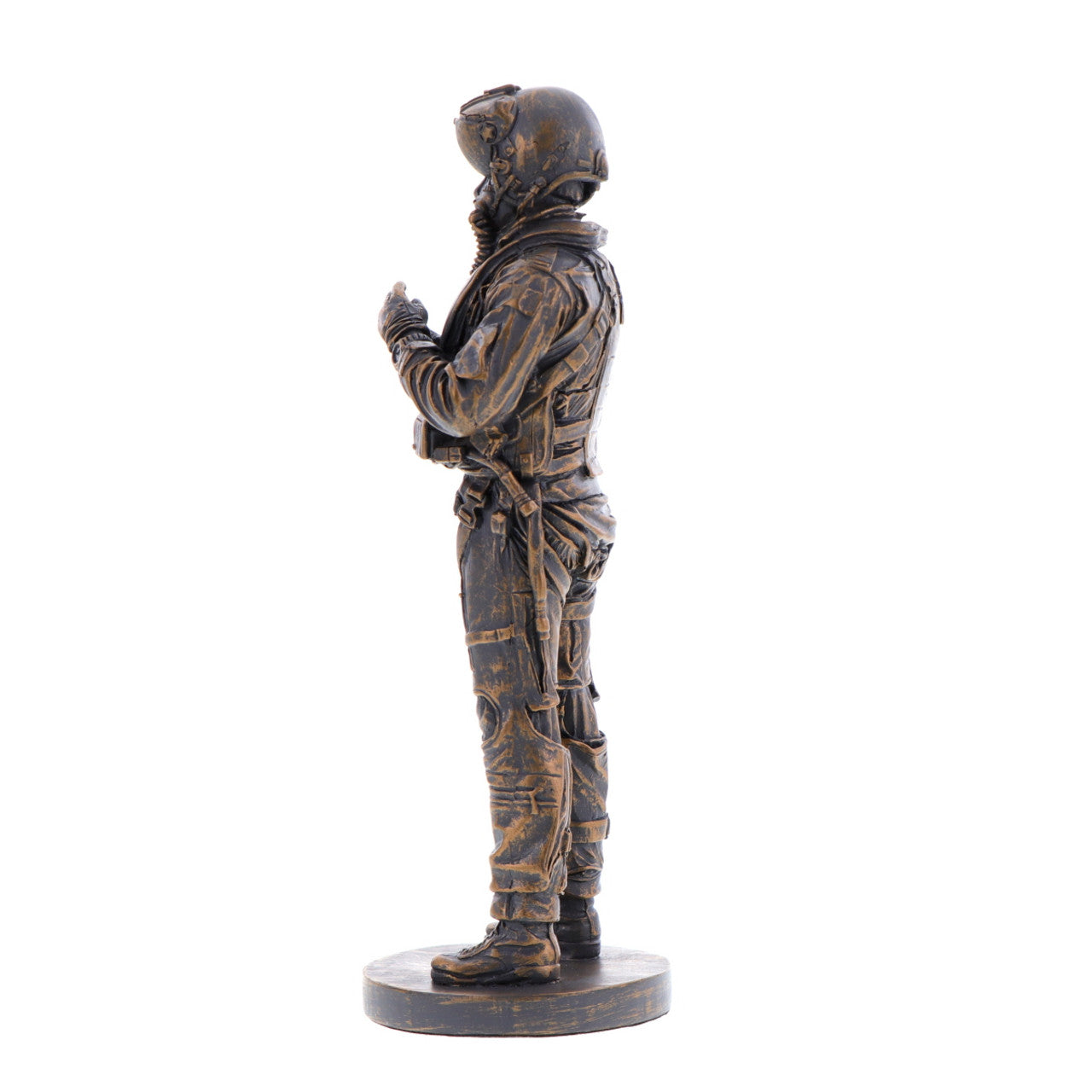The stunning cold-cast bronze figurine of an RAAF aviator exudes power and determination. This intricately crafted piece captures the essence of the Royal Australian Air Force, showcasing their expertise and commitment to maintaining Australia's air power. www.moralepatches.com.au