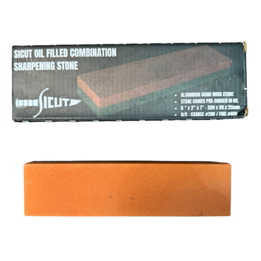 The&nbsp;Sicut 8″ x 2″ Aluminium Oxide Combination Grit Oil-Filled Sharpening Stone&nbsp;is crafted for superior sharpening performance. Made from&nbsp;Aluminium oxide, this stone is&nbsp;pre-filled with oil, reducing friction and preventing metal particles from clogging the surface. www.moralepatches.com.au