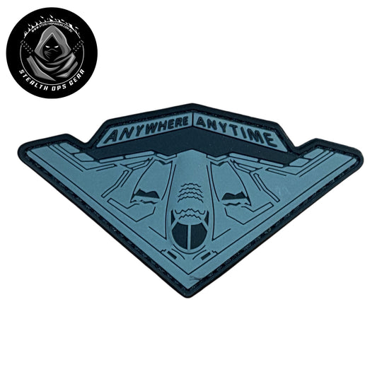 USAF B-2 Spirit Strategic Stealth Bomber Anywhere Anytime Morale PVC - Stealth Ops Gear. This bold PVC morale patch delivers attitude and authenticity to your tactical gear, backpack, or everyday carry.  www.moralepatches.com.au