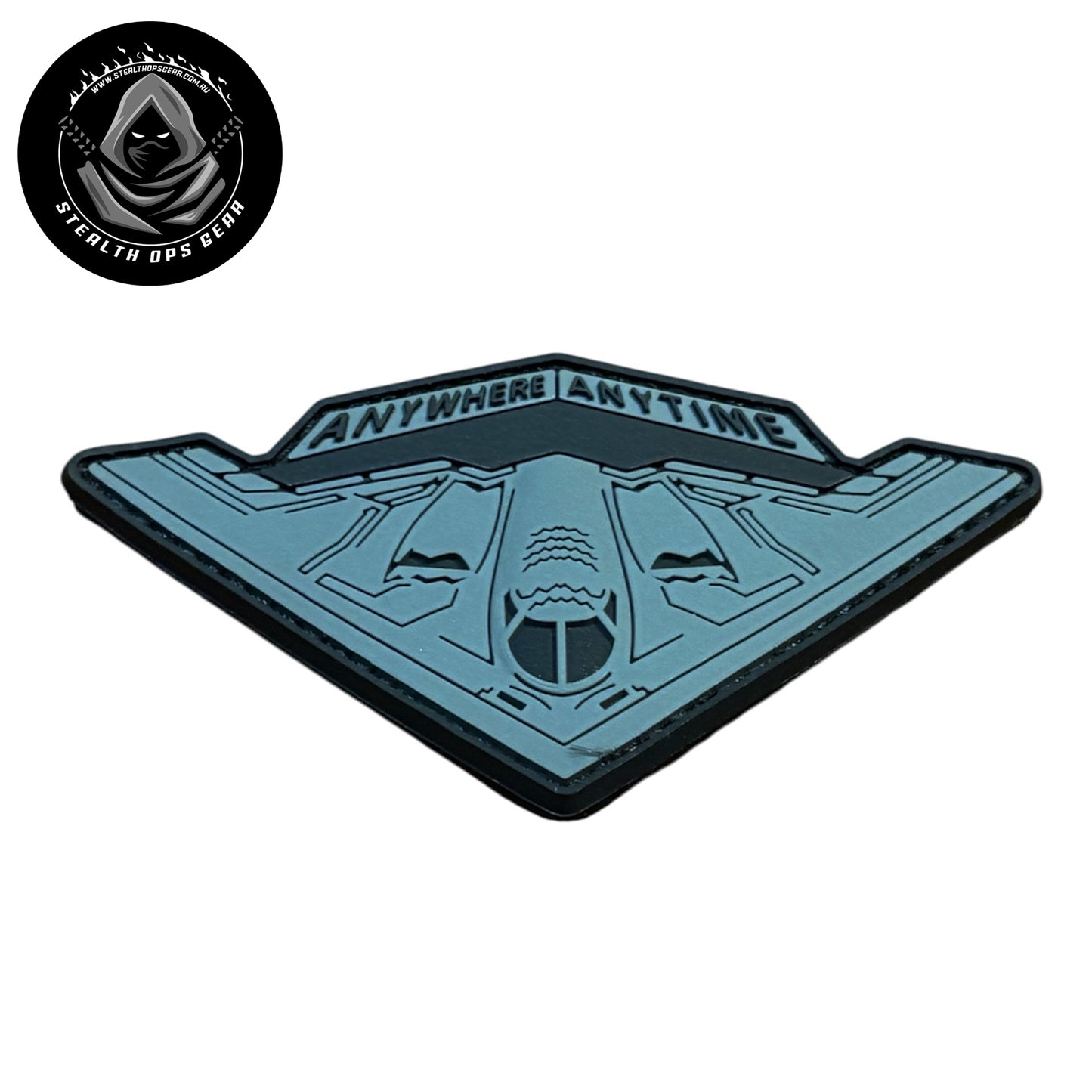 USAF B-2 Spirit Strategic Stealth Bomber Anywhere Anytime Morale PVC - Stealth Ops Gear. This bold PVC morale patch delivers attitude and authenticity to your tactical gear, backpack, or everyday carry.  www.moralepatches.com.au