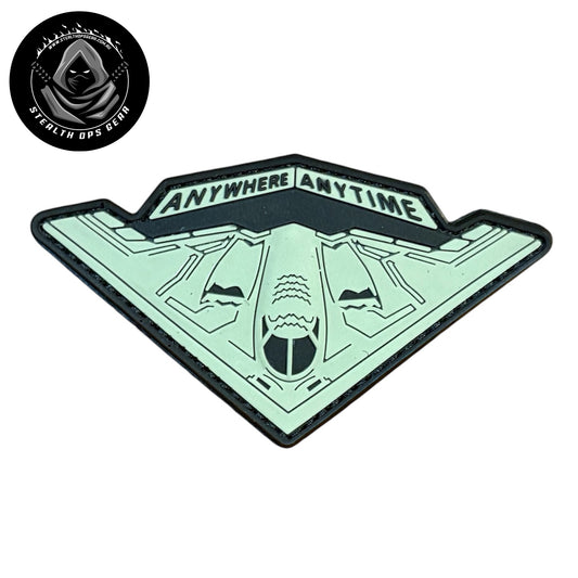 USAF B-2 Spirit Strategic Stealth Bomber Anywhere Anytime Morale PVC - Stealth Ops Gear. This bold PVC morale patch delivers attitude and authenticity to your tactical gear, backpack, or everyday carry.  www.moralepatches.com.au