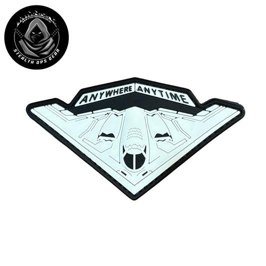 USAF B-2 Spirit Strategic Stealth Bomber Anywhere Anytime Morale PVC - Stealth Ops Gear. This bold PVC morale patch delivers attitude and authenticity to your tactical gear, backpack, or everyday carry. www.moralepatches.com.au