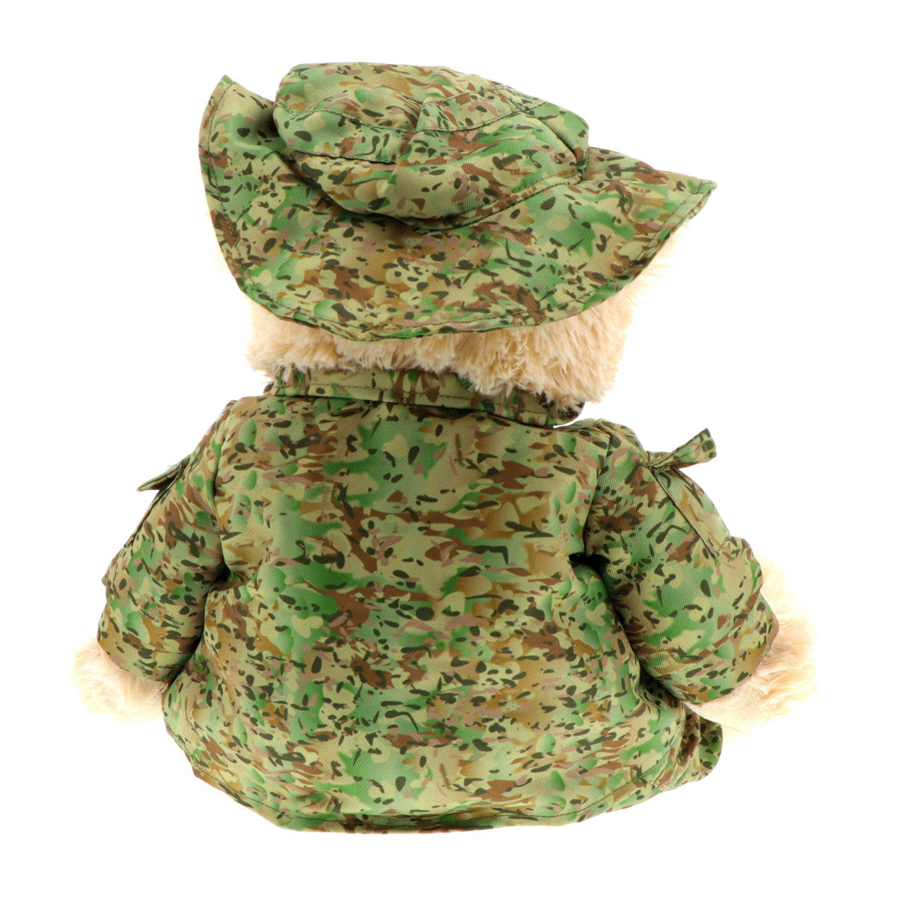 Treasure a symbol of courage and strength with this gorgeous 40cm Australian Army bear. Perfect as a comforter or to bring a smile to adults and children alike, this bear is as luxuriously cuddly as it is full of patriotic pride. Cherish the cutest Aussie Army bear around today! www.moralepatches.com.au rear uniform view