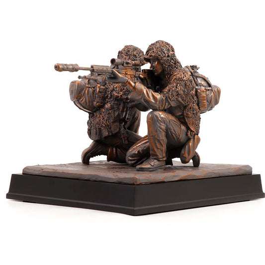 The Limited Edition 'Australian Army Sniper Pair' figurine is a tribute to the skilled marksmen who have played a vital role in Australian military history. www.moralepatches.com.au.com.au