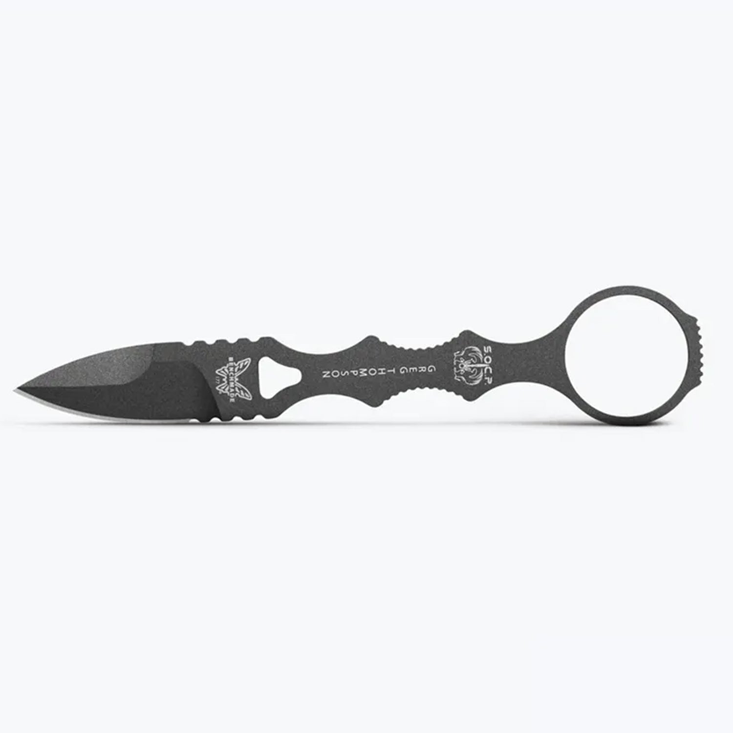 Finished in subdued Tungsten Grey, this Mini SOCP® features a 440C stainless steel blade, a single edge grind, and a skeletonised handle optimised for fast control. Lightweight, low profile, and backed by a matching SOCP® sheath to keep it ready — wherever you are. www.moralepatches.com.au