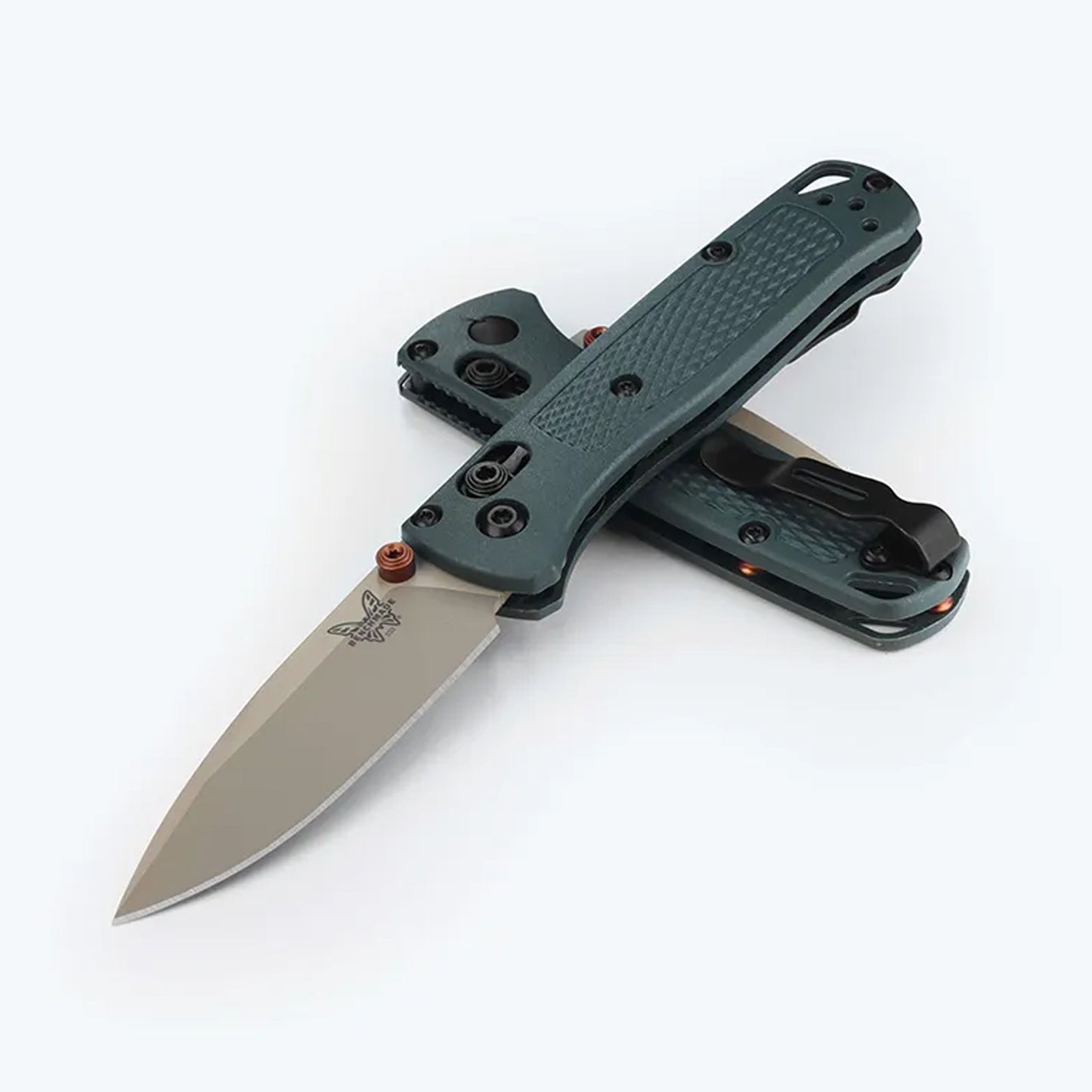 Limited release for 2026 Season 1 - The Mini Bugout returns in a fresh seasonal colour variant—Taiga Green with a McMillan Tan blade and Burnt Copper hardware. This ultralight carry packs full sized performance in a pocket sized profile. Tip-down black oxide mini deep carry clip. Made in U.S.A. www.moralepatches.com.au