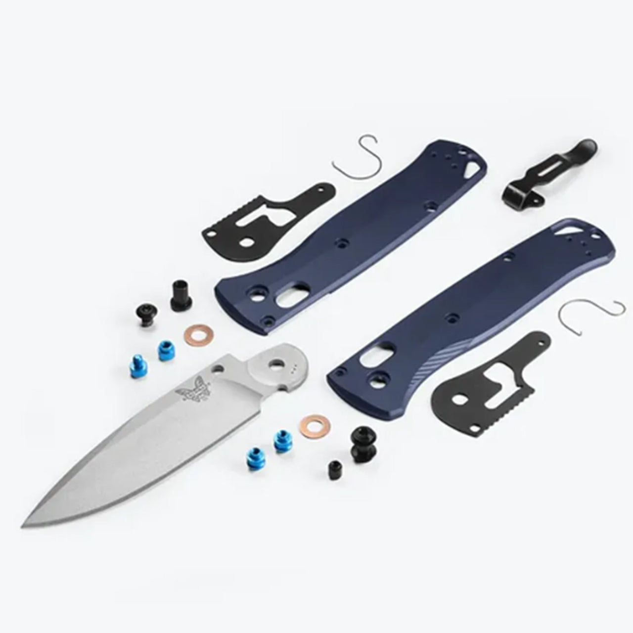 April 2025 release - Benchmade's new 535SL-13 Bugout® is built with a super sleek, ultralight, anodised aluminium handle in crater blue, a colour pulled from profoundly deep waters in nature. www.moralepatches.com.au