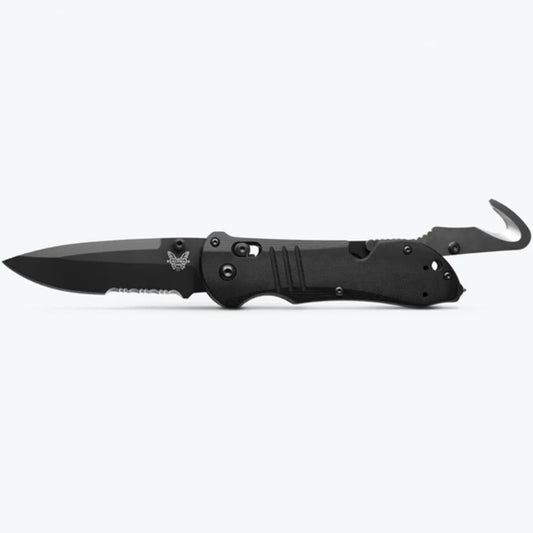 Designed for rescue and other mission objectives, Benchmade's 917 Triage model gives public safety workers the features they need, along with the best materials for their applications. Premium S30V stainless steel blade and integrated rescue hook, carbide glass breaker on pommel, and reversible tip-up black oxide deep-carry clip. Made in USA. www.moralepatches.com.au