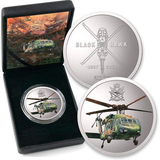 Introducing the Black Hawk End of Service Medallion - a proof-quality masterpiece that brings the iconic S-70A-9 Black Hawk to life. This limited-edition medallion is a must-have for aviation enthusiasts and collectors alike, offering a unique opportunity to commemorate the end of service for this sensational aircraft. www.moralepatches.com.au