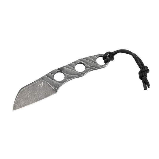 The Boker Plus Kazhan designed by Alexander Krava is a handy neck knife with a short sheepfoot blade that is ideal as a backup knife for everyday use due to its light weight. The young knifemaker from Lviv, Ukraine, places particular emphasis on the aesthetics of his designs, which are convincing not only as reliable tools but also as high quality accessories. The skeletonised Kazhan is made of D2 with a dark stonewash finish. www.moralepatches.com.au
