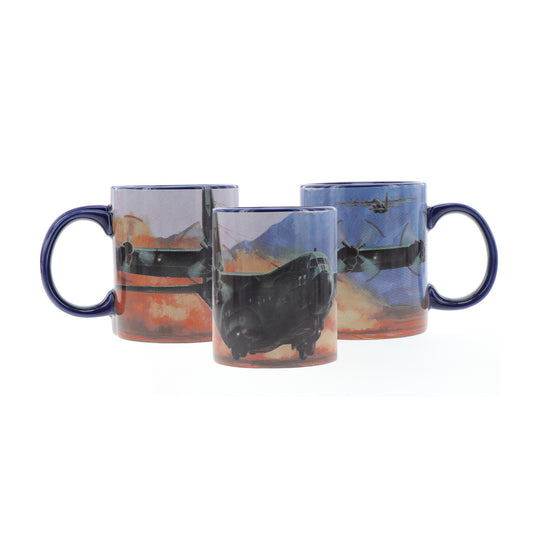  With a beautiful depiction of the workhorse C-130 Hercules and a schematic of the aircraft in the base, this mug is both eye-catching and unique. Made from durable ceramic with an easy-grip handle and scratch-resistant finish, it is perfect for enjoying hot or cold beverages. www.moralepatches.com.au