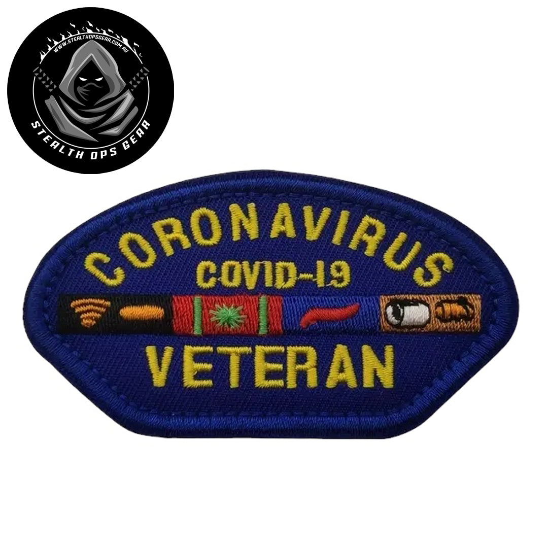 Unleash your creativity with the Coronavirus Veteran Embroidery Morale Patch Hook &amp; Loop Stealth Ops Gear! Measuring 9x5cm and featuring a beautifully embroidered design and secure hook &amp; loop backing, this patch is a must-have for any collector. www.moralepatches.com.au