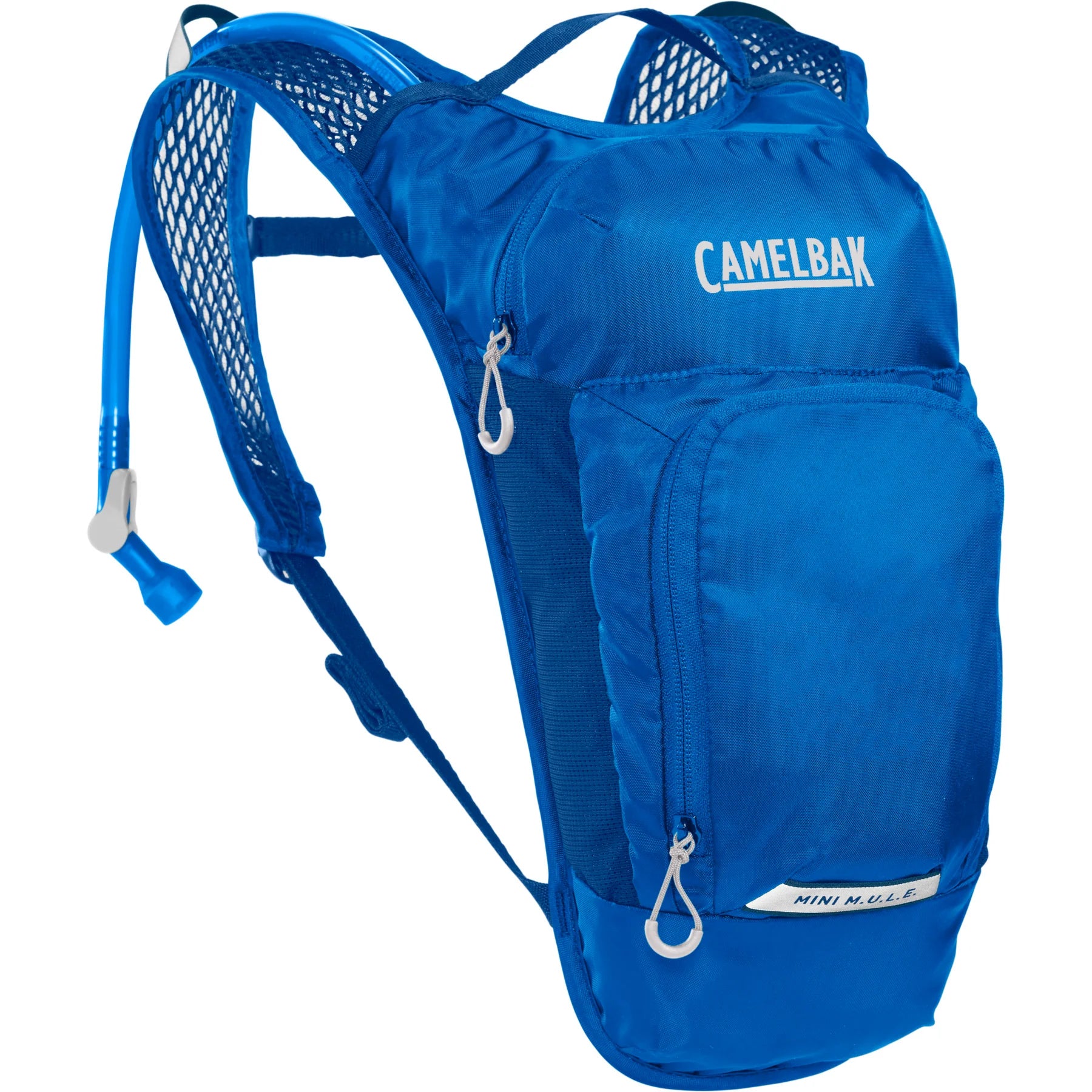This kids pack has grownup features—1.5L of water, a bike tool organizer pocket, and zippered compartments for layers and essentials— in a package that fits younger explorers. We’ve also added reflective strips and a safety whistle to make kids easy to spot on the trail. www.moralepatches.com.au blue front