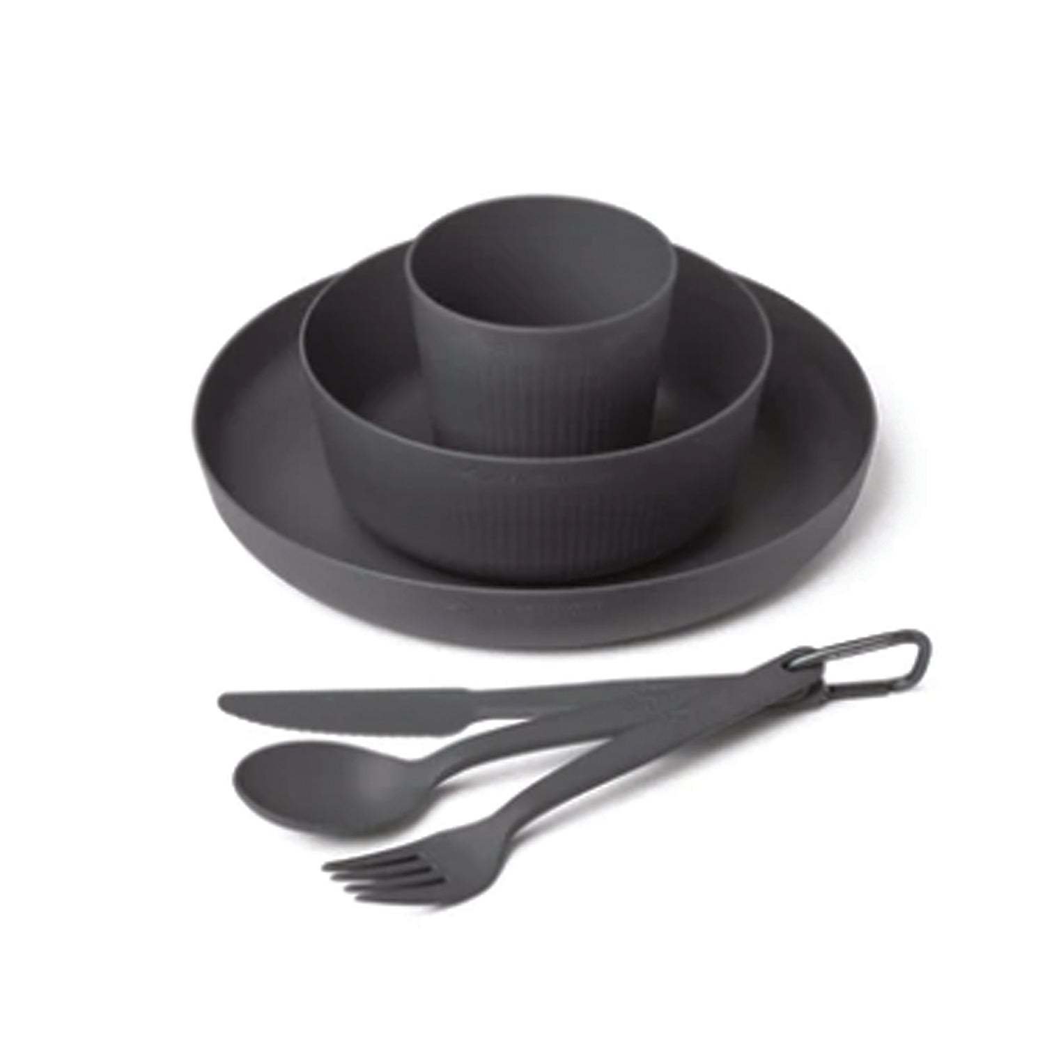 Adventure tested. Camp ready. This all-in-one, ultralight dinnerware set includes a plate, bowl, cup, cutlery set with carabiner, and mesh sack for drying and organisation. Steep sidewalls on the bowl and plate reduce spills, while the tactile EasyGrip surface ensures secure handling, even with gloves. www.moralepatches.com.au