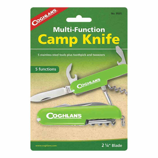 An affordable starter pocket knife with five stainless steel tools plus toothpick and tweezers. Tools include a large knife blade, can opener, bottle opener/screwdriver, corkscrew, hole punch, toothpick and tweezers. www.moralepatches.com.au