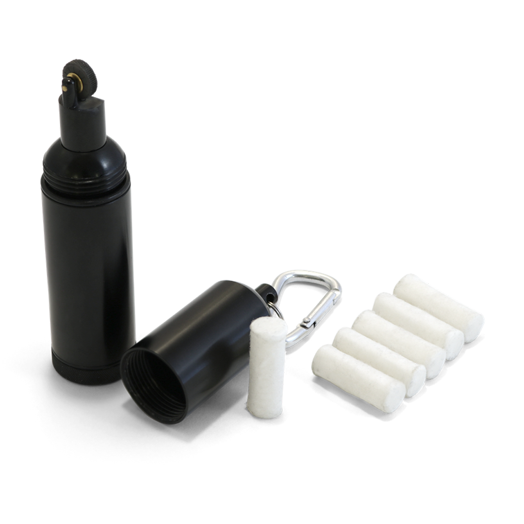 For reliable fire-starting, Coghlan's Flint wheel provides an all-in-one kit, contained in a single, sleek aluminum capsule. This kit offers a convenient way to spark and ignite the included paraffin and cotton tinder, or various other fire starters with a simple and quick, one-handed operation. www.moralepatches.com.au