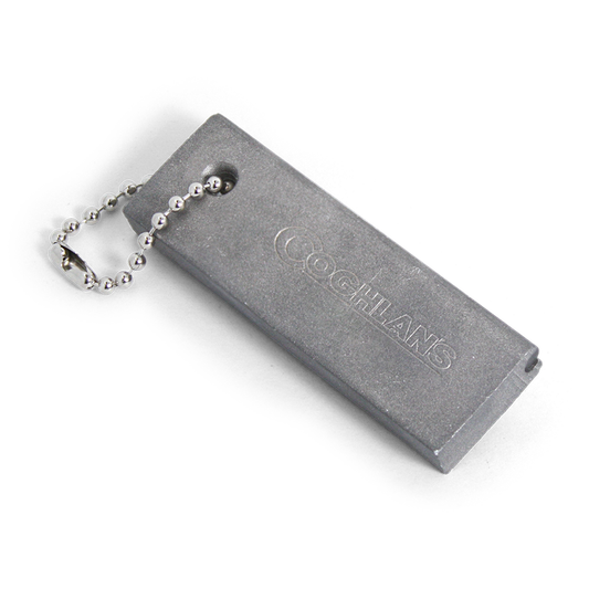 A must for every trip. The fire starter uses magnesium, which provides a flame source of 2982°C. It is easy to use, you simply use the back side of your knife to scrape magnesium shavings off the solid magnesium block into your tinder, and then ignite the shavings using the flint striker on the back. www.moralepatches.com.au