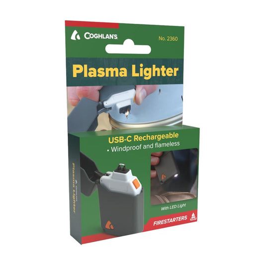 Adventure smarter with Coghlan's fuel-free, rechargeable Plasma Lighter. The lightweight and compact lighter is a safer alternative to conventional lighters thanks to its flameless single arc design and 8-second safety shutoff.  www.moralepatches.com.au