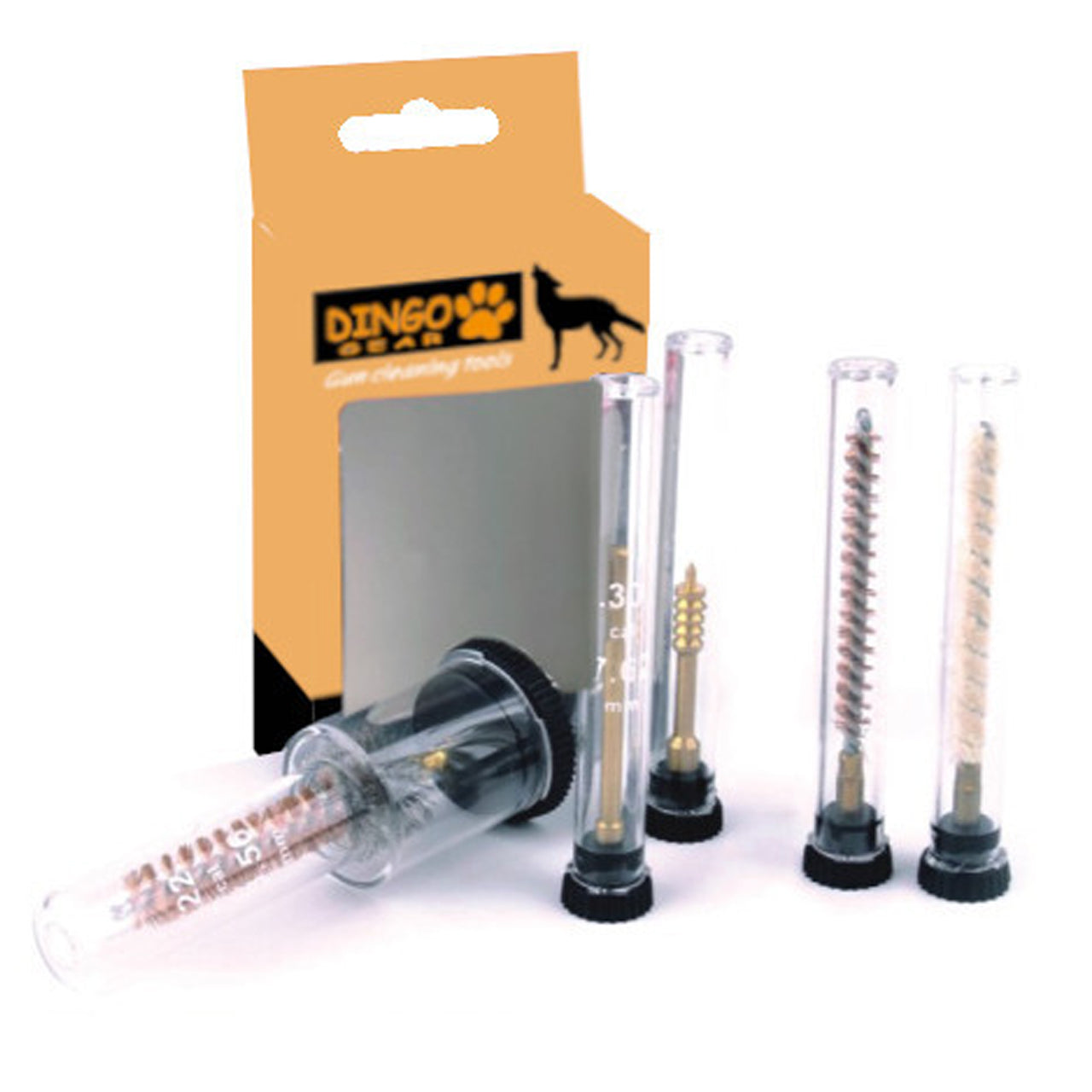 The Dingo Gear .22 calibre Rifle 5 piece Brush Set has the brushes you need. Each brush comes in its own plastic cylinder for safe and clean storage. www.moralepatches.com.au