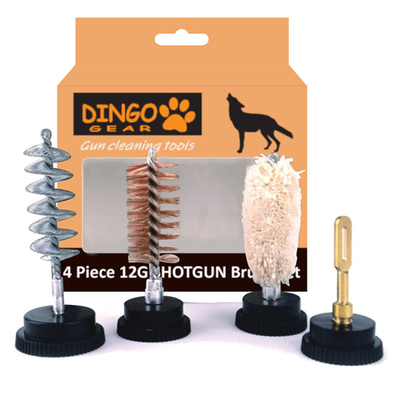The Dingo Gear Shotgun 12 Guage 4 piece Brush Set has the brushes you need. Each brush comes in its own plastic cylinder for safe and clean storage. www.moralepatches.com.au