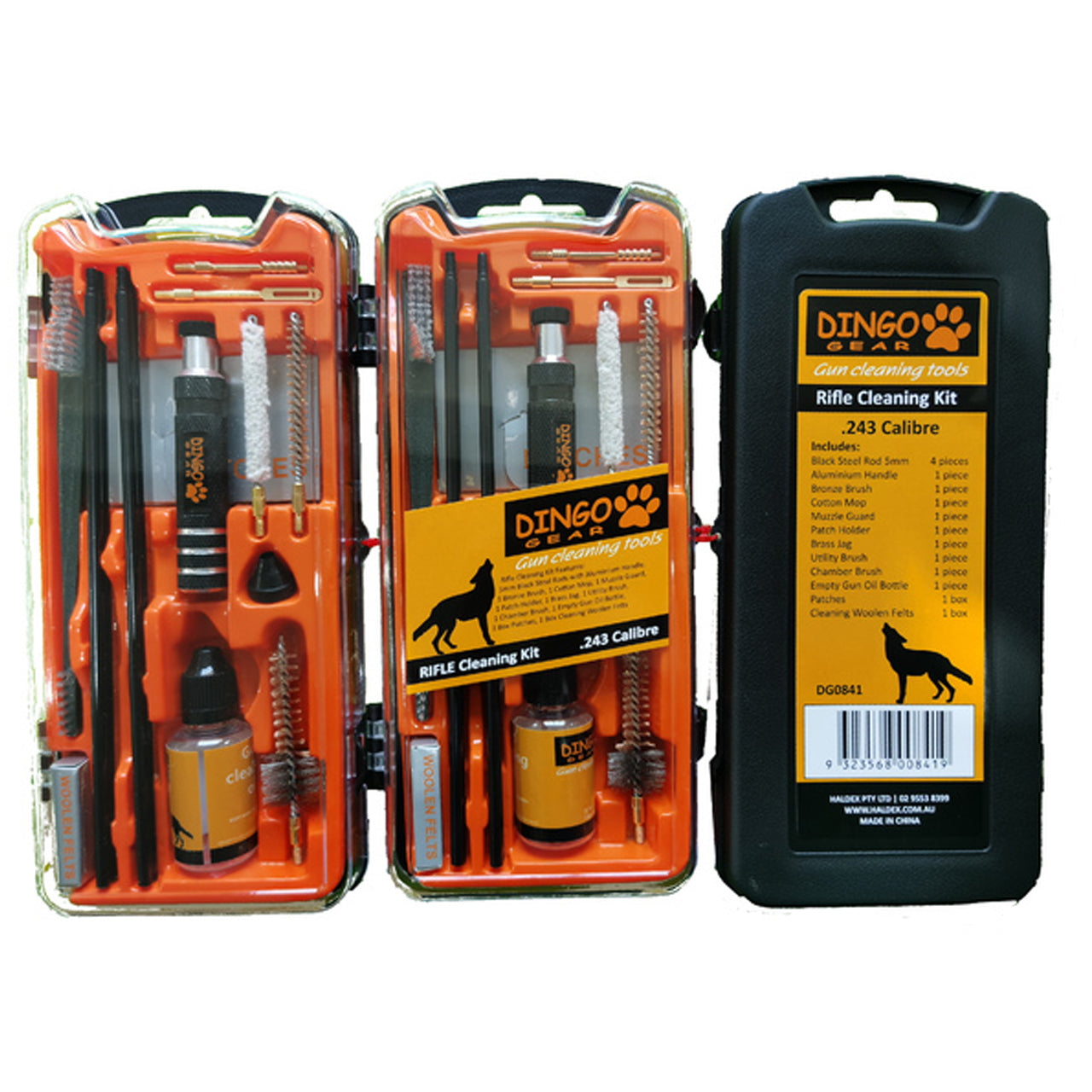 The Dingo Gear Compact Gun Cleaning Kit with Oil Bottle is the perfect solution for you. It comes packed in a strong storage case which is easy to open and close and keep all the components in place. www.moralepatches.com.au