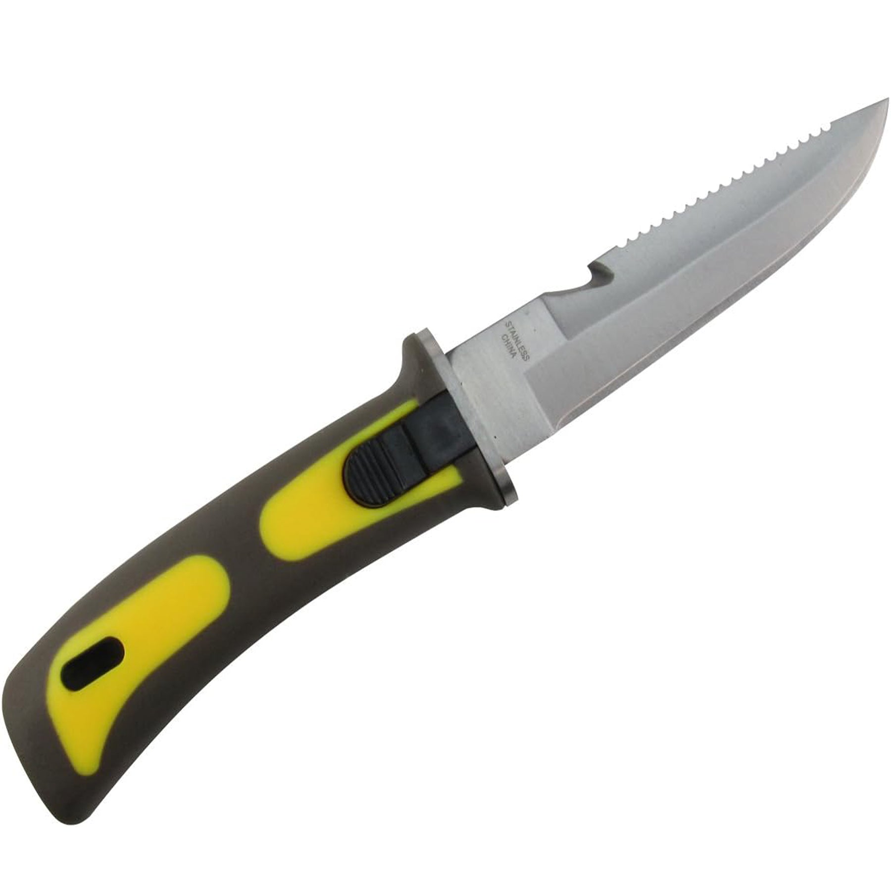 These dive knives boast a 4.5″ drop point stainless steel blade, with serrated edges that make it ideal for sawing through natural fibers underwater with ease. Additionally, it comes with a hook for cutting cords, fishing lines etc. underwater. www.moralepatches.com.au